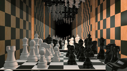Abstract Chess Board 3d Render Background