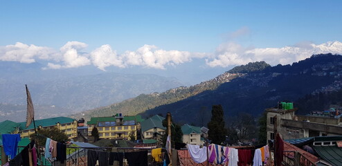 colourful houses in the mountains
