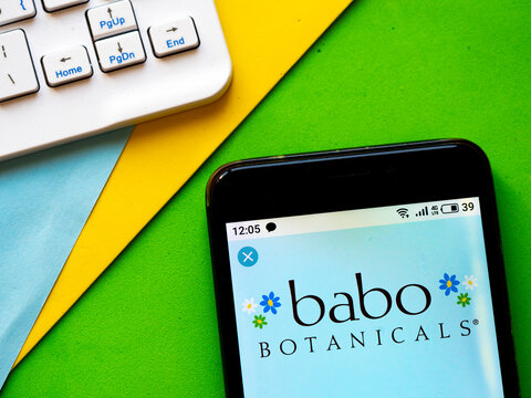  In this photo illustration e-commerce Babo Botanicals logo is seen displayed on a smartphone