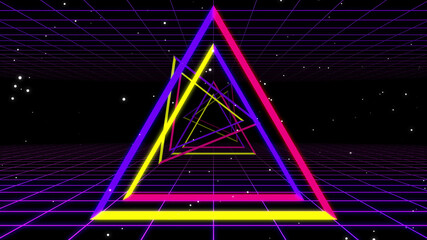 80s Triangle Neon Retro Background