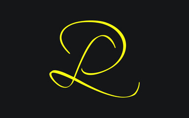 DL or LD Cursive Letter Initial Logo Design, Vector Template