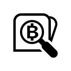 magnifying glass with currency money search icon isolated on white, find button THB coin flat simple with magnifying glass, research icon and wallet symbol, thai token money baht in search symbol