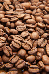 Closeup on arabica coffee beans that has been medium roasted