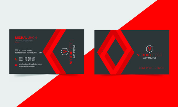 Abstract Red Corporate Business Card Template