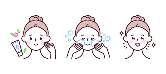 폼클렌징을 이용해 세안을 하는 여자