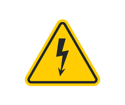 High Voltage triangle icon sign. Danger symbol. Vector illustration image. Isolated on white background.