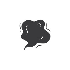 Black smog puff or smoke cloud vector illustration isolated on white background.