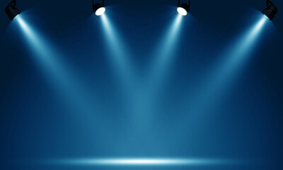 Spotlights illuminate empty stage - obrazy, fototapety, plakaty