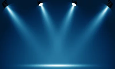Rolgordijnen Spotlights illuminate empty stage © Alekss