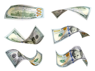 Flying money isolated on white