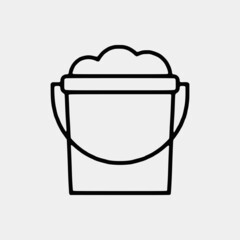 Cleaning outline vector icon set and chemical Cans and Equipment of Cleaning Machine