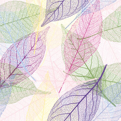 Seamless pattern with colorful leaf - veins.Vector illustration.