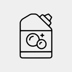 Cleaning outline vector icon set and chemical Cans and Equipment of Cleaning Machine