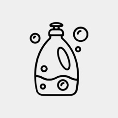 Cleaning outline vector icon set and chemical Cans and Equipment of Cleaning Machine