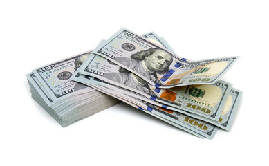  dollar banknotes on white background