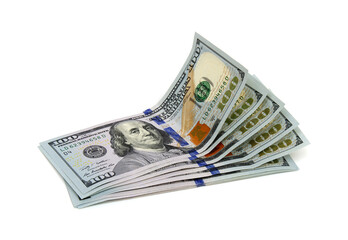  dollar banknotes on white background