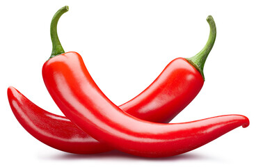 Red hot chili peppers isolated on white background. Pile of peppers chili with clipping path. Full...