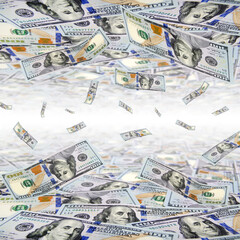 Money are falling in hole.