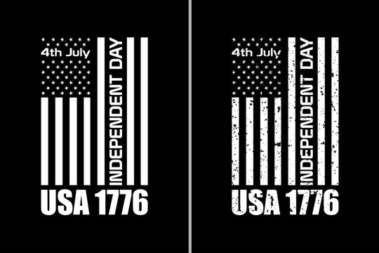 4th July Independent Day of America USA 1776 T Shirt Design. Design include USA Flag, 4th July, Independent Day, USA 1776