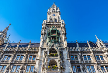 Fototapeta premium New Town Hall (German: Neues Rathaus), a town hall at the northern part of Marienplatz in Munich, Bavaria, Germany.
