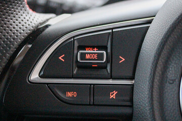 Audio controls on car steering wheel