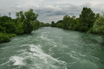 Adda river in Rezzo, Lombardy, Italy - obrazy, fototapety, plakaty