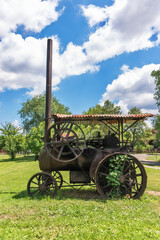 Kulpin, Serbia - June 02, 2020: Vintage 1924 Old tractor (Hofherr Schrantz Clayton Shuttleworth) on display at the Serbia. 