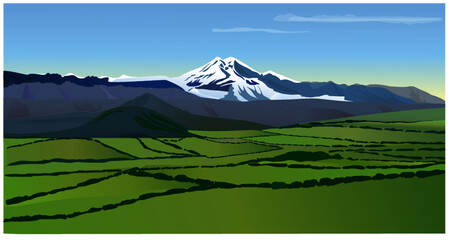 The mountain Elbrus. Caucasus peak. Vector.