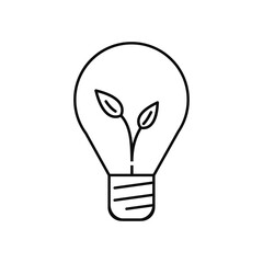 Eco light bulb friendly vector linear icon. Outline style icon. Technology and smart work icon.