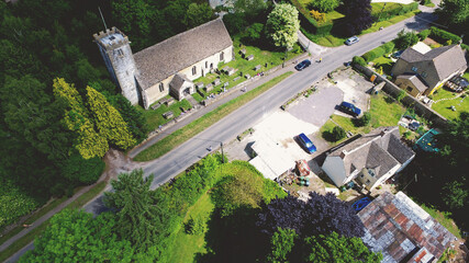 Fototapeta premium Church kissed by the sun Aerial view