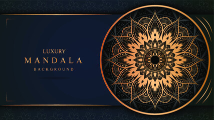 Luxury mandala art with golden background east style
