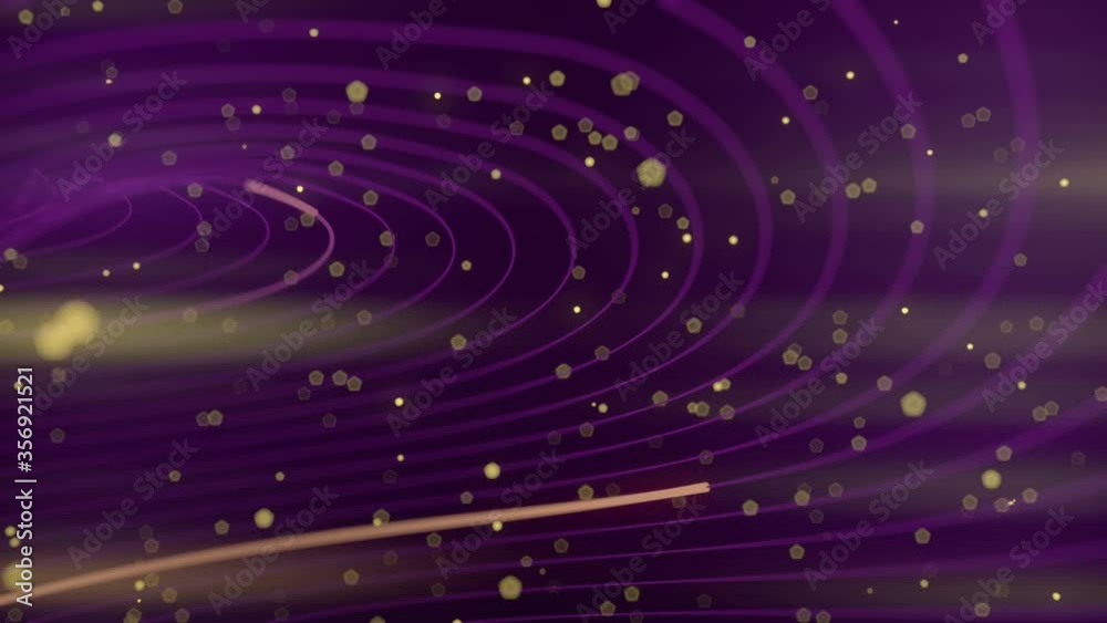 Aufkleber Deformed wavy wires with motion glowing elements. 3d rendering loop animation 4K