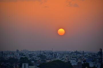 sunset over the city 