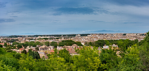 Fototapeta na wymiar Panoramic view over the historic center of Rome, Italy