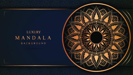 Luxury mandala art with golden background east style