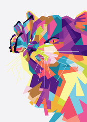 Vector illustration of a Cat. Colorful pop art of Cat