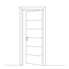  isolated, front door drawing in one continuous line