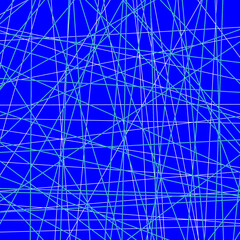 Chaotic straight blue white lines on blue background. Abstract vector illustration