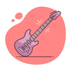 Obraz na płótnie Canvas Electric guitar icon vector illustration in monoline / line art style