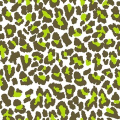 Green leopard skin seamless pattern. 