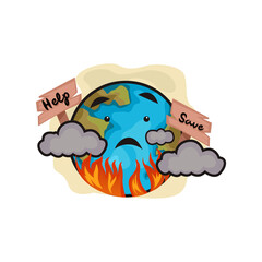 global warming concept of the earth is burning