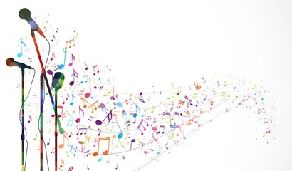Colorful music notes background, abstract sign and symbol