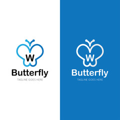 initial letter w butterfly logo and icon vector illustration design template