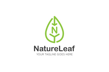 initial letter n leaf logo and icon vector illustration design template