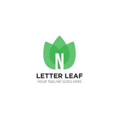initial letter n leaf logo and icon vector illustration design template