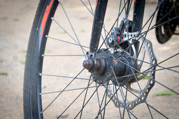 Fototapeta premium close up of bicycle wheel