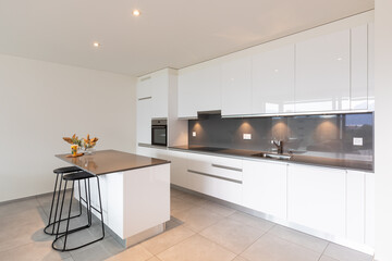 Interior of a kitchen of a modern apartment. Nobody inside.