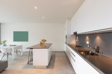 Interior of a kitchen of a modern apartment. Nobody inside.