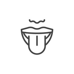 Thin Outline Mouth and Tongue Icon. Such Line sign as Articulation, Taste Perception, Sensory or Language. Vector Computer Custom Isolated Pictograms EPS 10 for Web on White Background Editable Stroke
