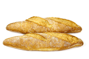 baguette de pain française sur un fond blanc